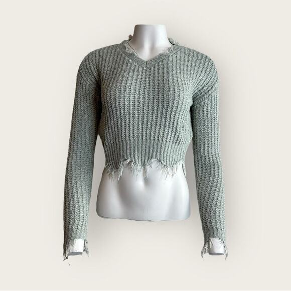 Fashion Nova Other - Nova Kids | Ribbed V-Neck Distressed Sweater | Gray | M(10-12)
